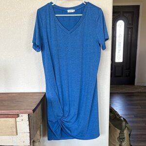 Chic Blue V-Neck Mini Dress